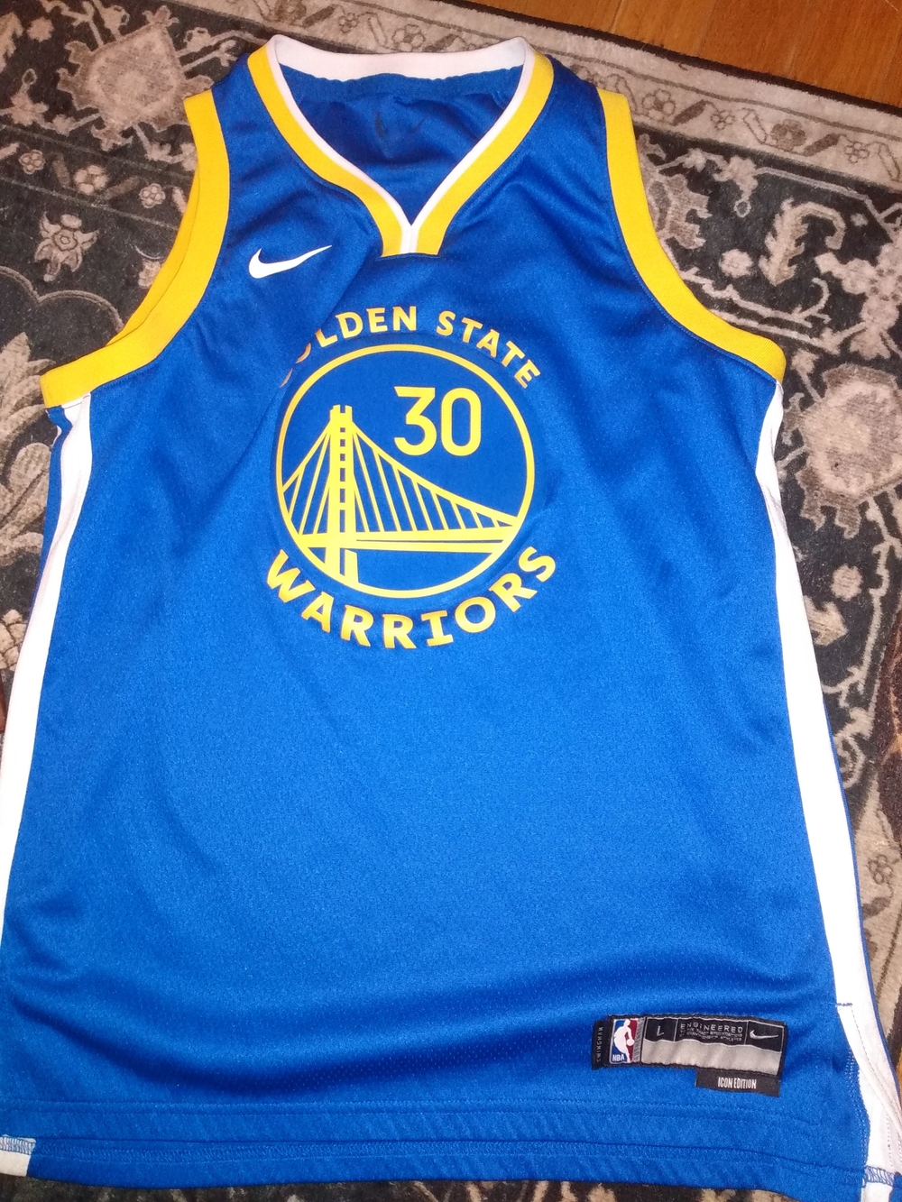 Nike Golden State Warriors Blue & Yellow Basketball Jersey - Icon Edition
